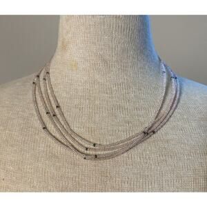 -NECKLACE VTG Multi Strand Pink Micro Bead Necklace